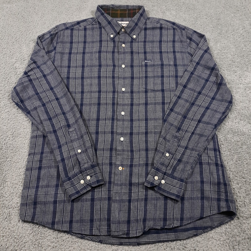 Barbour Shirt Mens Size XL Tailored Fit Cotton Button Down Blue